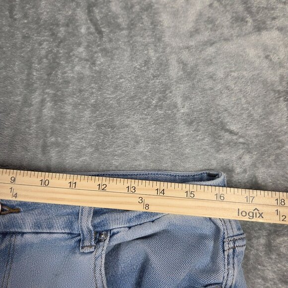 American Eagle Curvy Mom Jeans 18 Blue Stretch High Rise Ankle Length Distressed - Picture 9 of 11